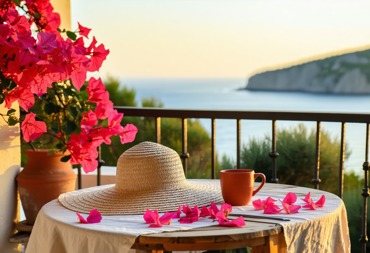 Akdeniz villa terasında tatil anı